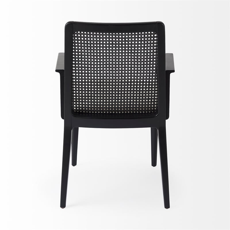 Mercana Clara Black Wood W/ Cream Fabric Seat Dining Chair