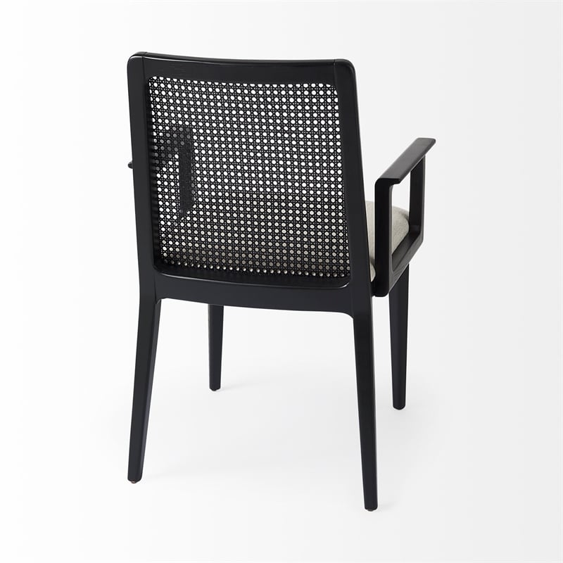 Mercana Clara Black Wood W/ Cream Fabric Seat Dining Chair