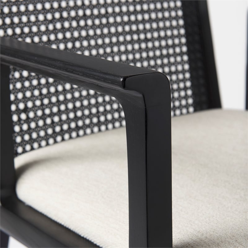 Mercana Clara Black Wood W/ Cream Fabric Seat Dining Chair