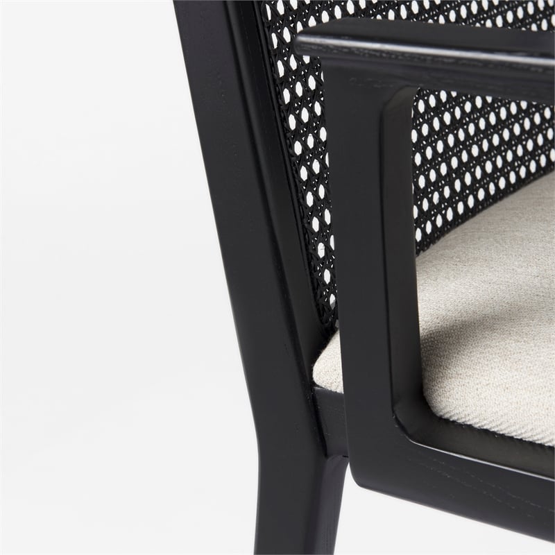 Mercana Clara Black Wood W/ Cream Fabric Seat Dining Chair