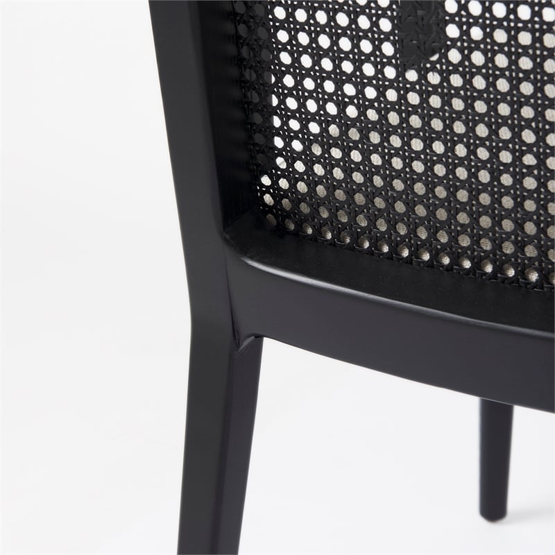 Mercana Clara Black Wood W/ Cream Fabric Seat Dining Chair