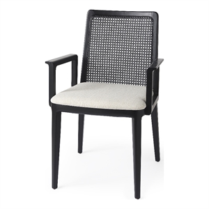 Mercana Clara Black Wood W/ Cream Fabric Seat Dining Chair