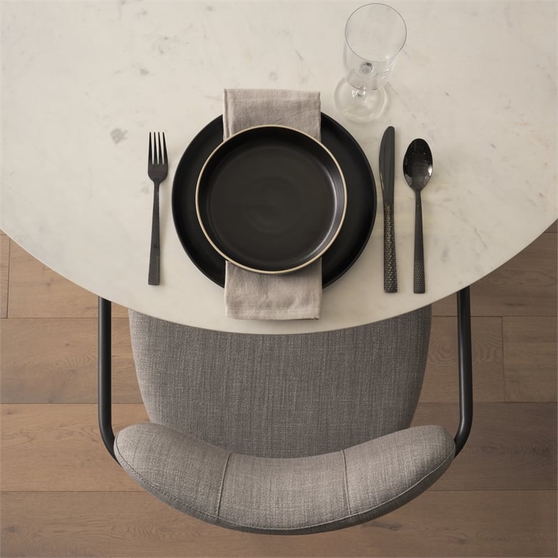 Mercana Parker Gray Fabric Seat W/Black Metal Dining Chair
