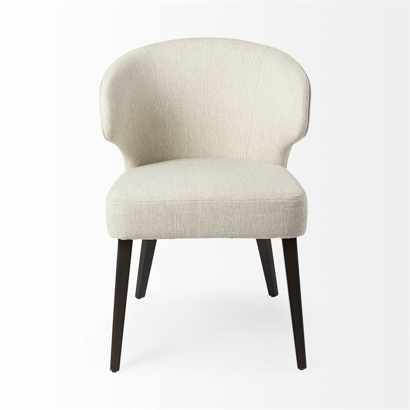 Mercana Niles Cream Fabric Seat W/Brown Wood Legs Dining Chair