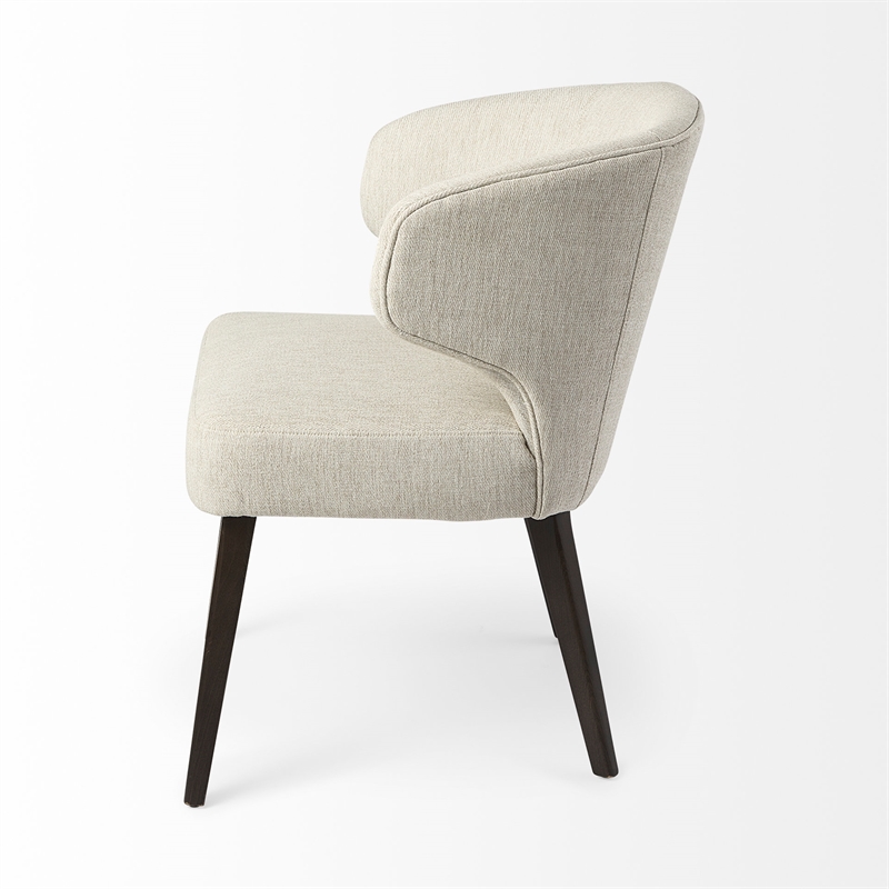 Mercana Niles Cream Fabric Seat W/Brown Wood Legs Dining Chair
