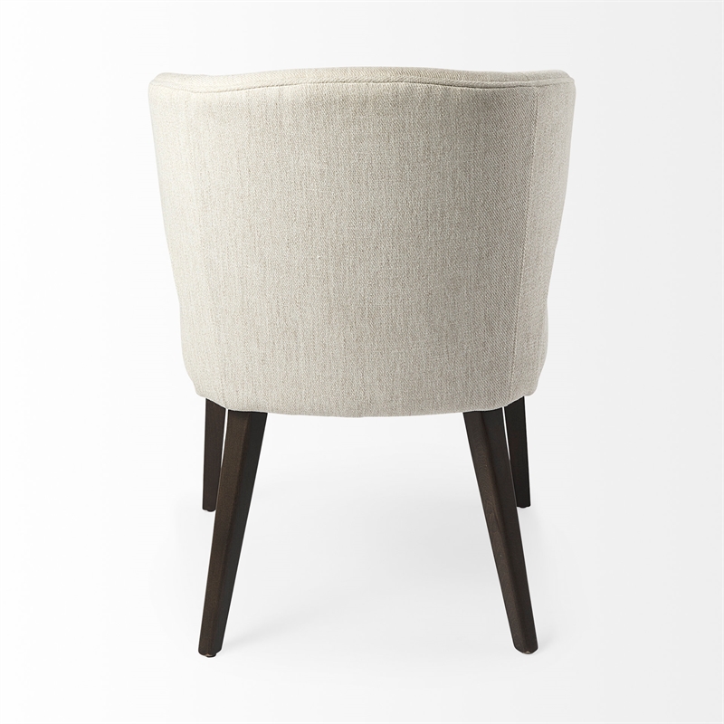 Mercana Niles Cream Fabric Seat W/Brown Wood Legs Dining Chair