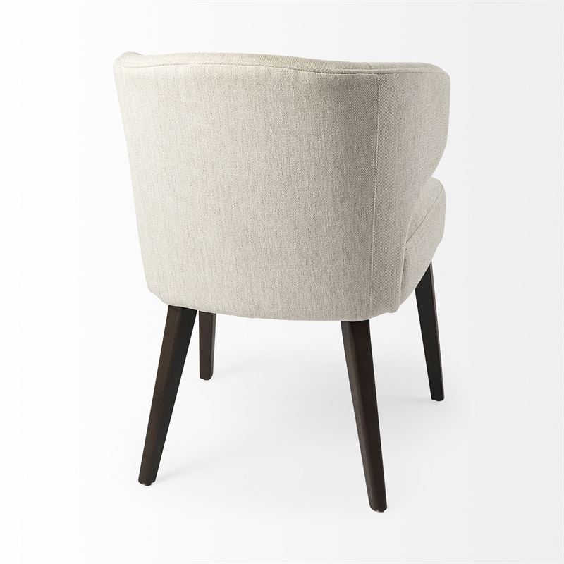 Mercana Niles Cream Fabric Seat W/Brown Wood Legs Dining Chair
