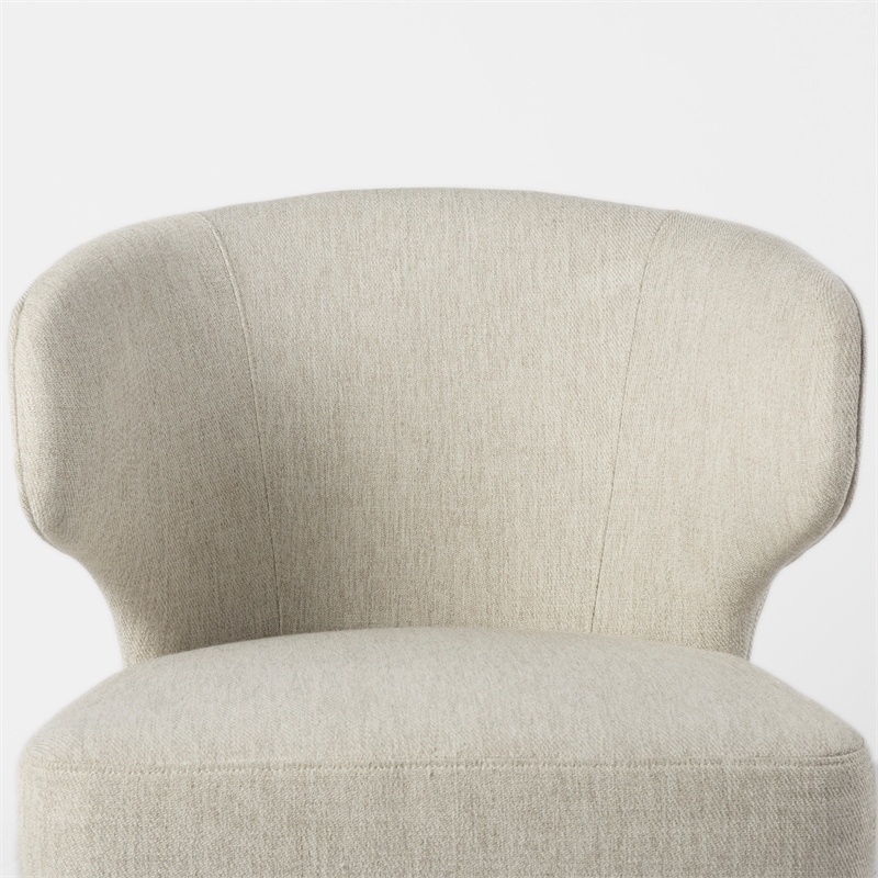 Mercana Niles Cream Fabric Seat W/Brown Wood Legs Dining Chair