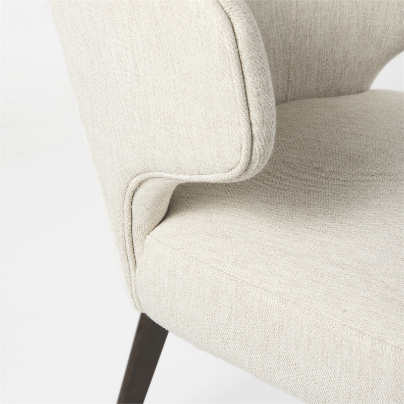 Mercana Niles Cream Fabric Seat W/Brown Wood Legs Dining Chair