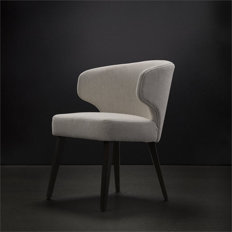 Mercana Niles Cream Fabric Seat W/Brown Wood Legs Dining Chair
