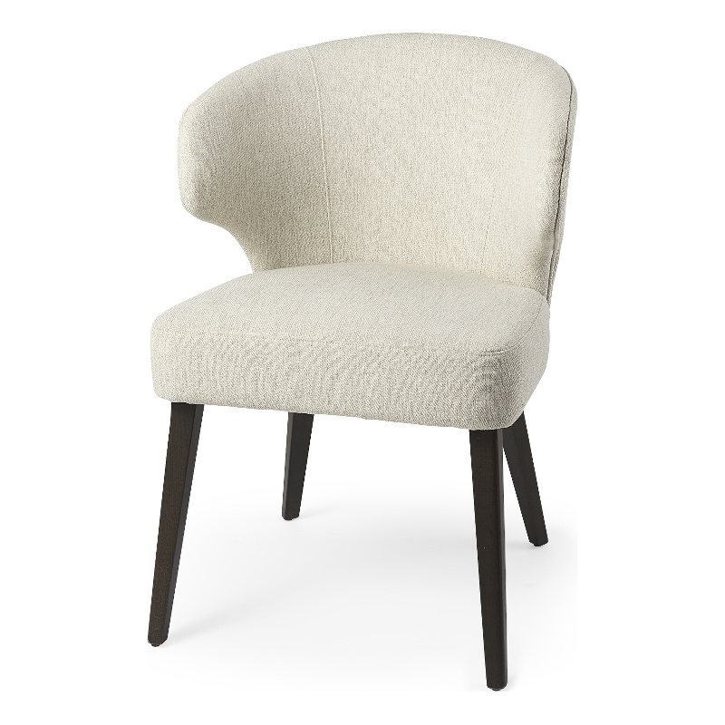 Mercana Niles Cream Fabric Seat W/Brown Wood Legs Dining Chair