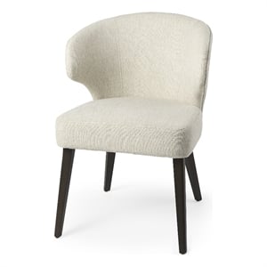 Mercana Niles Cream Fabric Seat W/Brown Wood Legs Dining Chair