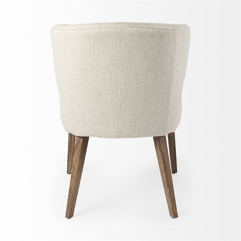 Mercana Niles Cream Fabric Seat W/Brown Wood Legs Dining Chair