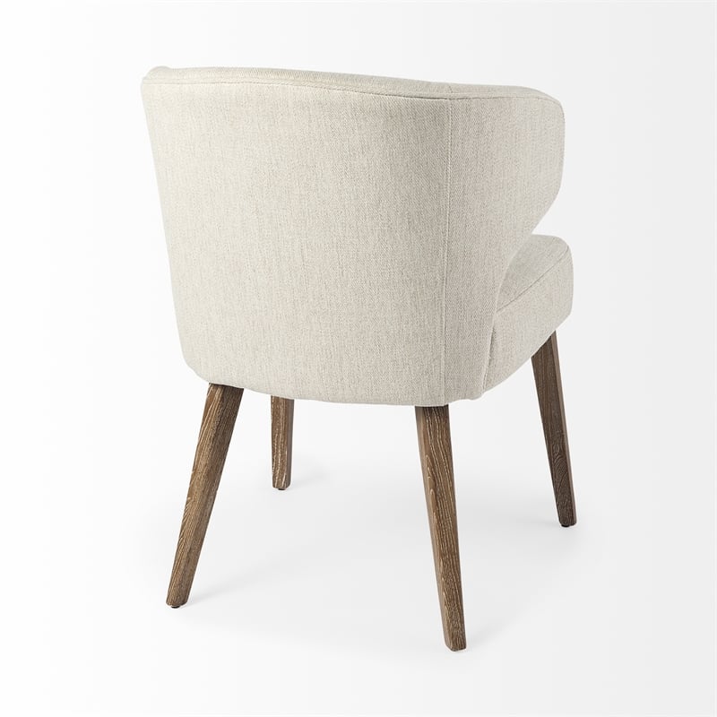 Mercana Niles Cream Fabric Seat W/Brown Wood Legs Dining Chair