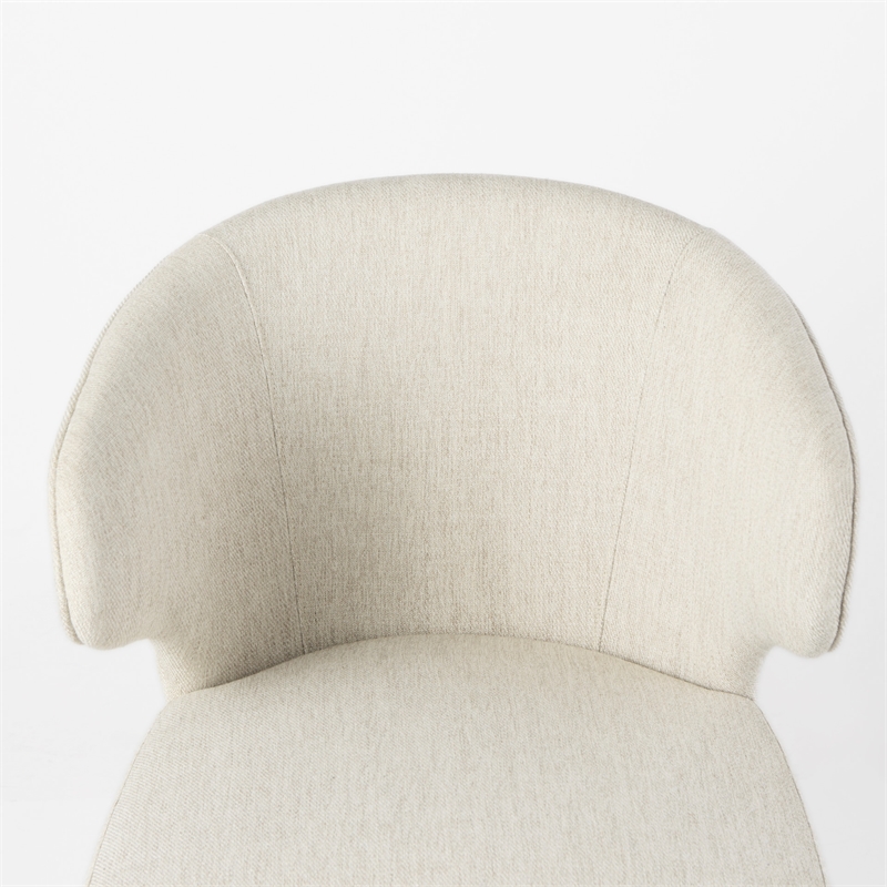 Mercana Niles Cream Fabric Seat W/Brown Wood Legs Dining Chair