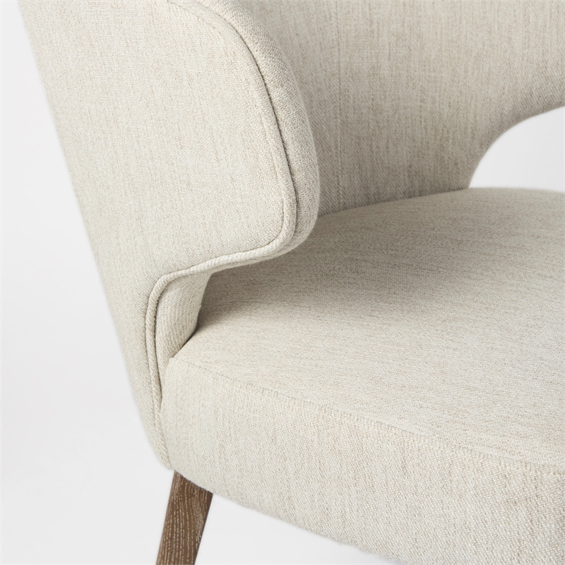 Mercana Niles Cream Fabric Seat W/Brown Wood Legs Dining Chair