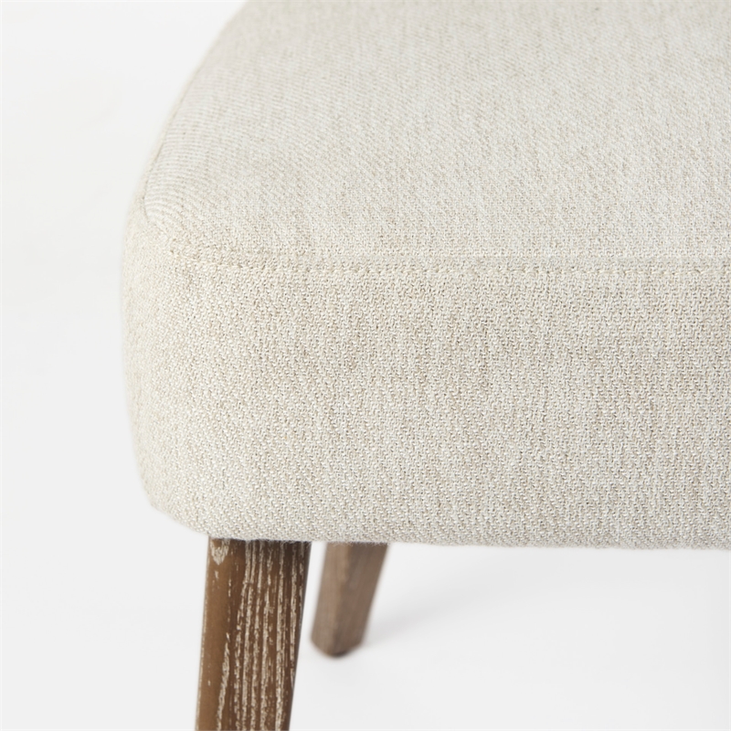 Mercana Niles Cream Fabric Seat W/Brown Wood Legs Dining Chair