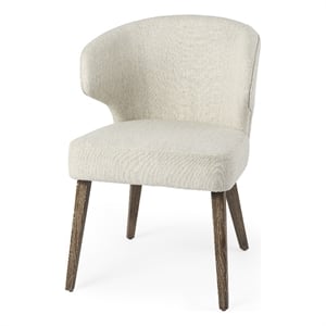 Mercana Niles Cream Fabric Seat W/Brown Wood Legs Dining Chair