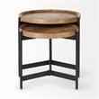 Marquisa 22.5L x 22.5W x 20.8H Brown Wood & Black Metal Base Nesting Side Tables