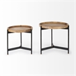 Marquisa 22.5L x 22.5W x 20.8H Brown Wood & Black Metal Base Nesting Side Tables