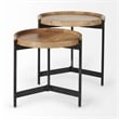 Marquisa 22.5L x 22.5W x 20.8H Brown Wood & Black Metal Base Nesting Side Tables