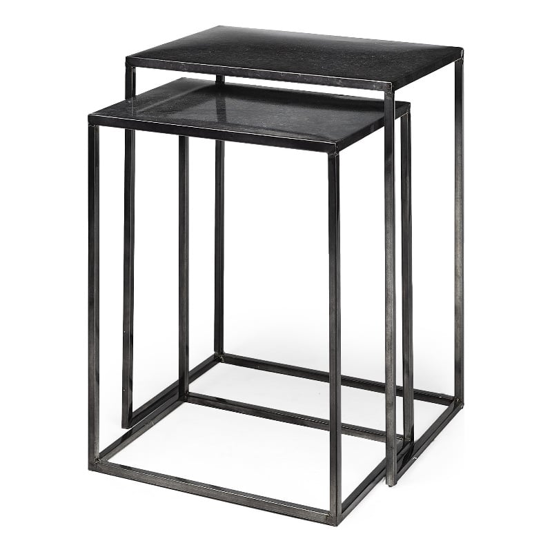 Kasey (Set of 2) 17.7L x 12.6W x 24.4H Galvanized Gray Metal Accent Tables