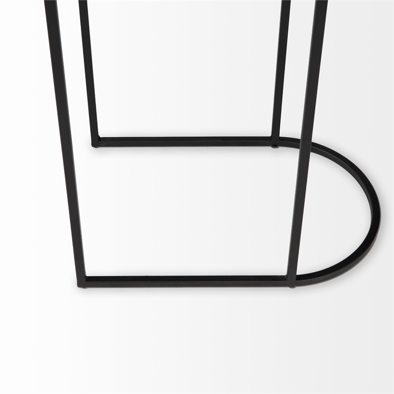 Celine 24.2 L x 12.6 W x 22.4 H Black/Silver Metal and Glass Accent Tables