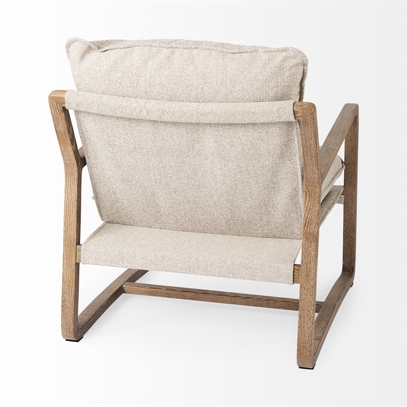 Mercana Brayden Light Brown Wood W/ Beige Fabric Seat Accent Chair
