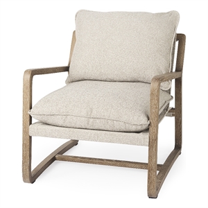 Mercana Brayden Light Brown Wood W/ Beige Fabric Seat Accent Chair