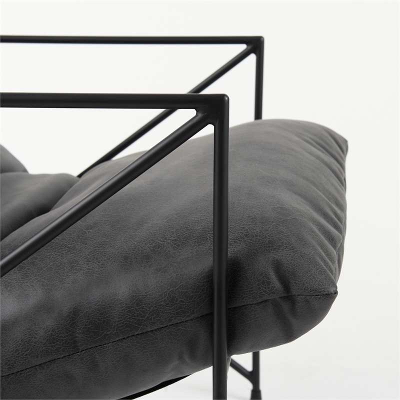 Mercana Leonidas Black Faux Leather Wrap Seat W/ Black Metal Frame Accent Chair