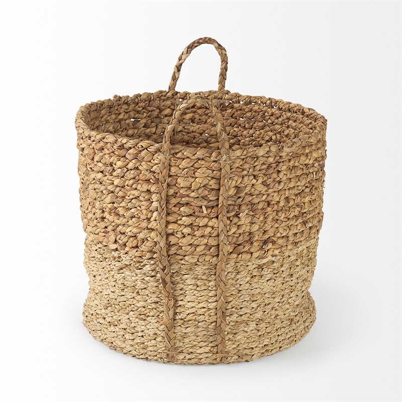Mercana Morocco (Set of 3) Brown Wicker Water Hyacinth and Cornhusk Round Basket