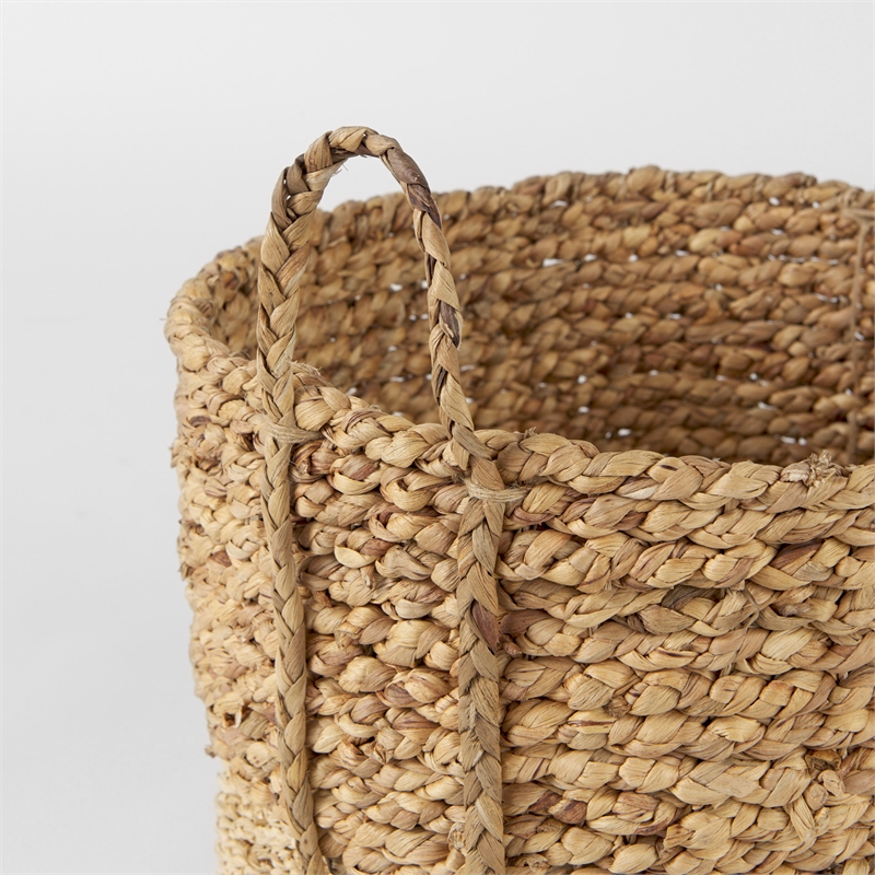 Mercana Morocco (Set of 3) Brown Wicker Water Hyacinth and Cornhusk Round Basket