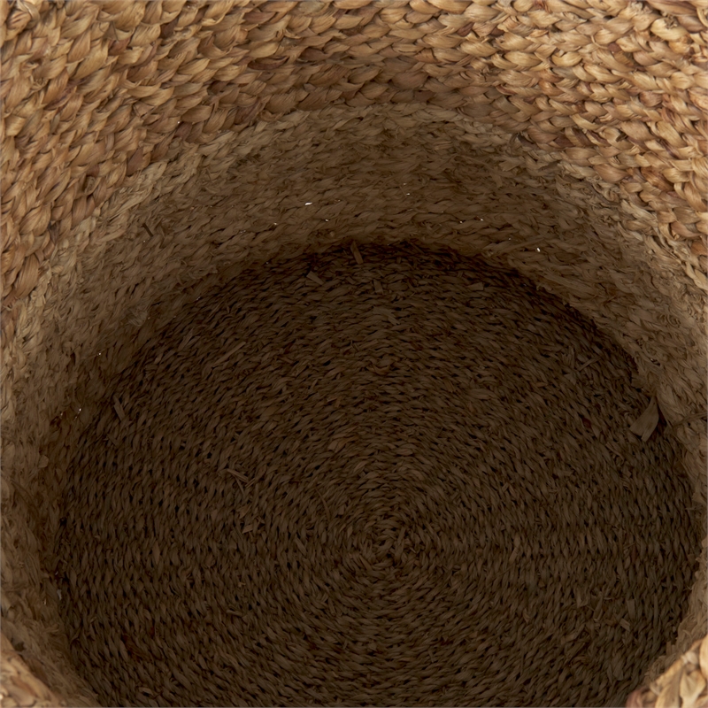 Mercana Morocco (Set of 3) Brown Wicker Water Hyacinth and Cornhusk Round Basket