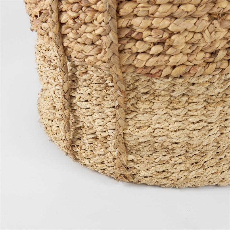 Mercana Morocco (Set of 3) Brown Wicker Water Hyacinth and Cornhusk Round Basket