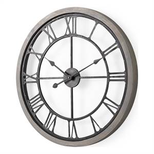 Mercana Mething Gray Wood 25&quot Medium Farmhouse Wall Clock