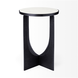 Mercana Preston White Marble Top W/Silver Metal End/Side Table