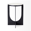 Mercana Preston White Marble Top W/Silver Metal End/Side Table