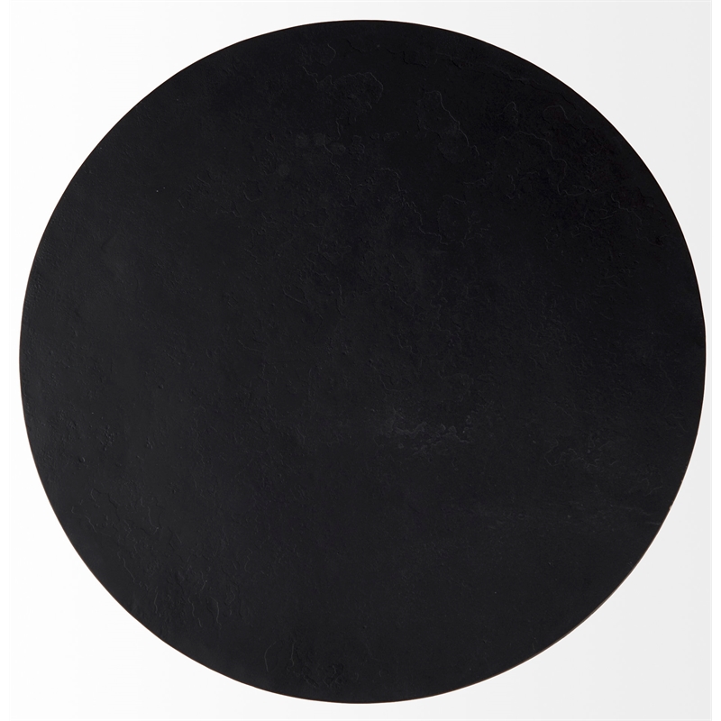 Mercana Furniture and Decor Timothy Solid Iron Round Accent Table in Ebony Black