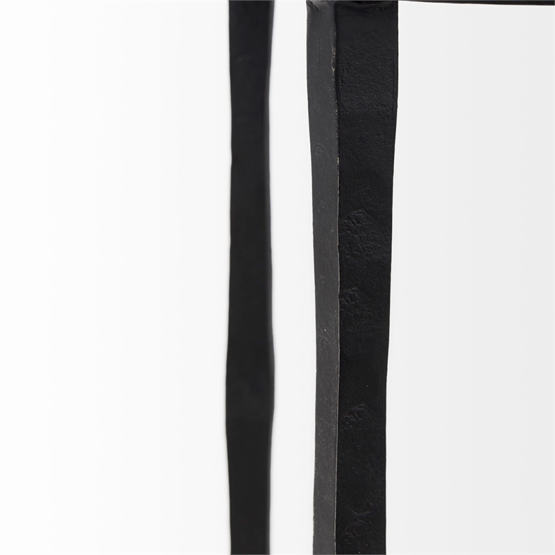 Mercana Furniture and Decor Timothy Solid Iron Round Accent Table in Ebony Black