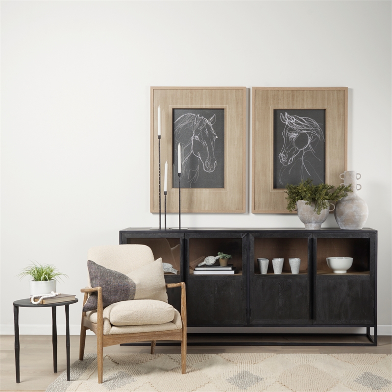 Mercana Furniture and Decor Timothy Solid Iron Round Accent Table in Ebony Black