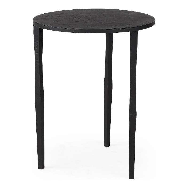 Mercana Furniture and Decor Timothy Solid Iron Round Accent Table in Ebony Black