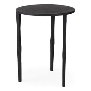 Mercana Furniture and Decor Timothy Solid Iron Round Accent Table in Ebony Black