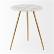 Vivienne  White Marble Antique Gold Metal Round Large Side Table
