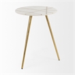 Vivienne  White Marble Antique Gold Metal Round Large Side Table