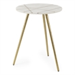 Vivienne  White Marble Antique Gold Metal Round Large Side Table