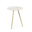 Vivienne White Marble Antique Gold Metal Round Top Small Side Table