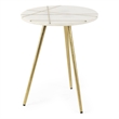 Vivienne White Marble Antique Gold Metal Round Top Small Side Table