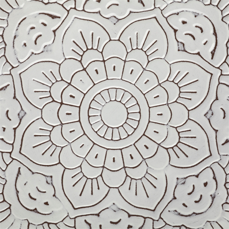 Miranda Set of 2 Stamped White/ Gray Metal Lotus Flower Wall Decor
