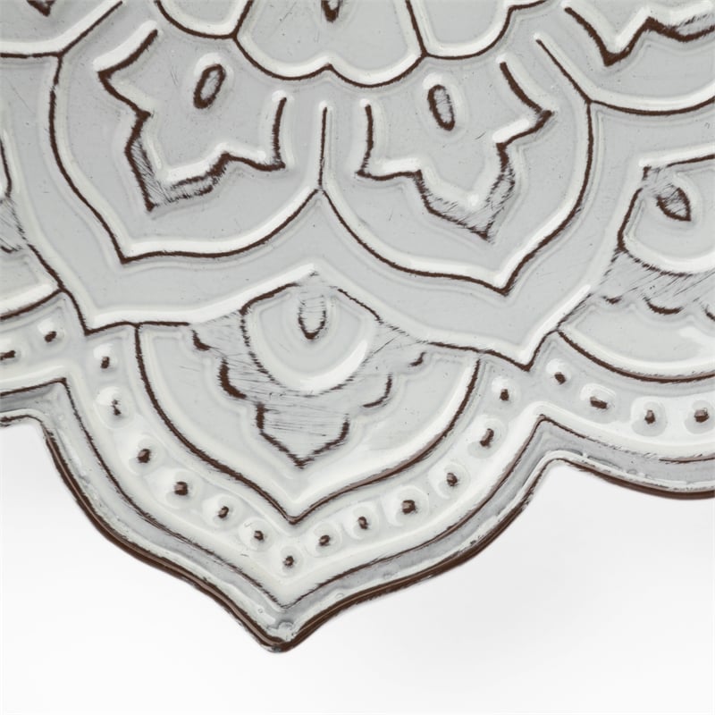 Miranda Set of 2 Stamped White/ Gray Metal Lotus Flower Wall Decor