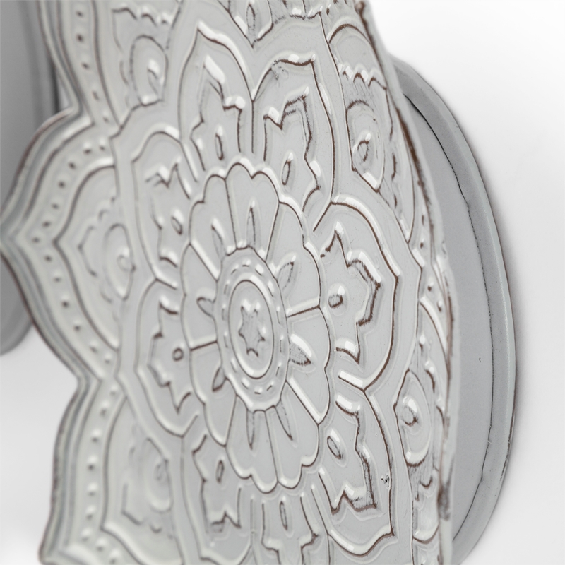 Miranda Set of 2 Stamped White/ Gray Metal Lotus Flower Wall Decor